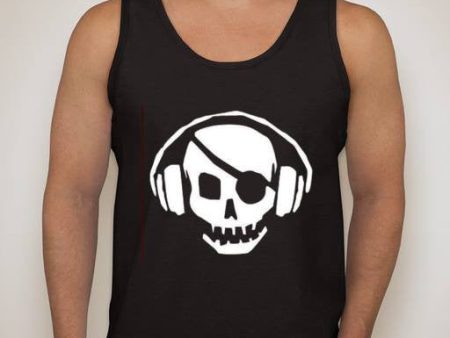 Pirate Skull With Headphones Jolly Roger Tank Top Hot on Sale